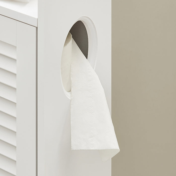 Rootz smalt toiletpapirskab - Badeværelsesopbevaring - Pladsbesparende - Skimmelmodstandsdygtig - Luftgennemtrængelig lameldør - 20 cm x 79 cm x 18 cm