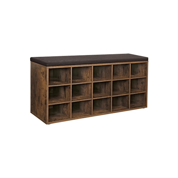 Rootz Skobänk med förvaring - Vintage Brown Ottoman - Spånskiva skum - Max 200 kg Kapacitet - 30 cm x 105 cm x 48 cm