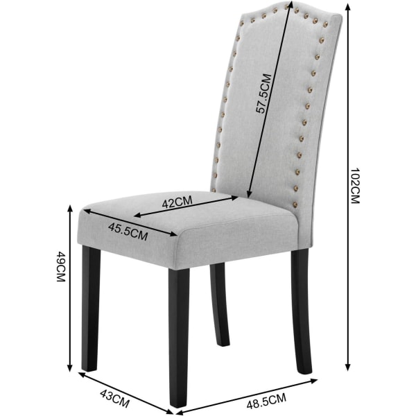 Rootz Set med 2 matstolar - Högryggsstolar - Massivträstolar - Bekväm linneklädsel - Slitstark och robust - Golvskydd - 47cm x 103cm x 63cm