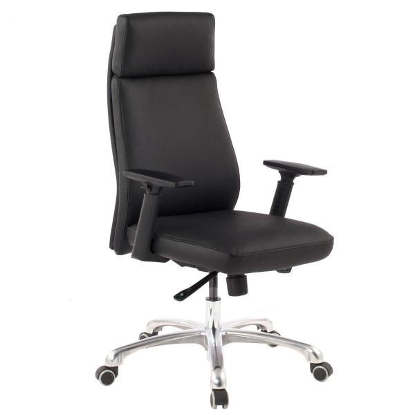 Rootz kontorsstol äkta läder svart ergonomisk med nackstöd - Design Executive stol Ergonomiskt skrivbord med tiltfunktion - Vridstol med armstöd X-XL
