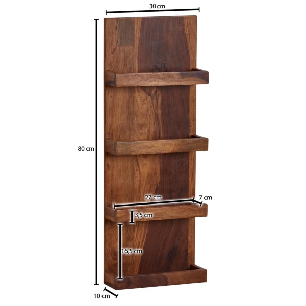Rootz seinähylly 30x80x10 cm massiivi sheesham puinen riippuhylly moderni kelluva - Suuri design kelluva hylly - Riippuva olohuone - kirjahyllyseinä