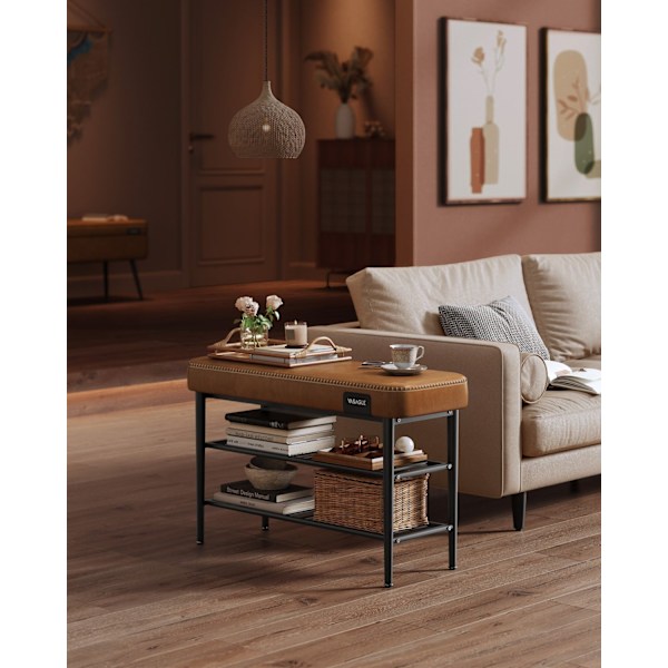 Rootz EKHO Collection - Skobænk - Entryway Organizer - Karamelbrun - 30 cm x 80 cm x 50 cm - 6,3 kg