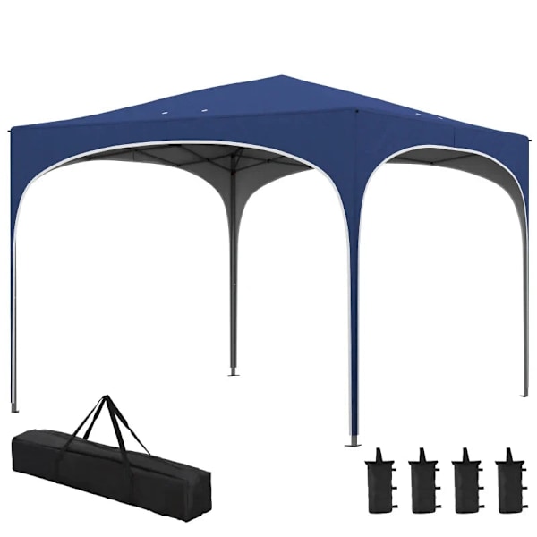 Rootz Folding Gazebo - Paviljonger & partytält - Justerbara i höjdled - Metallstöd - Robust presenning - Inklusive bärväska - Mörkblå - 2,95 x 2,95 x