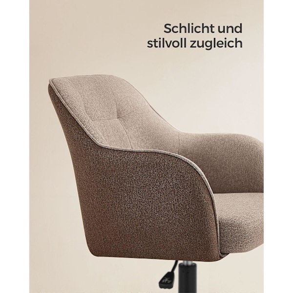 Rootz Swivel Chair - Lounge Chair - Recliner Chair - Stålram - Foam Vaddering - Bomull Linne Blend - PU hjul - 69cm x 65cm x (83-93)cm - Brun
