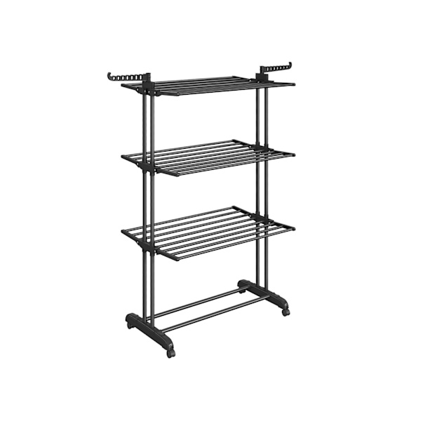 Rootz 4 etagers tørrestativ - Vasketøjsstativ - Foldetørrer - Stål & Plast - 63,5 cm x 128 cm x 173 cm - Blæk sort