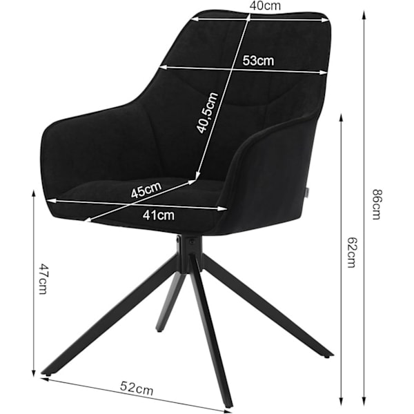 Rootz Swivel Dining Chair Set Bekväm vadderad - Chenille Manchester - 360° rotation - Ergonomisk design - 58cm x 86cm x 63,5cm