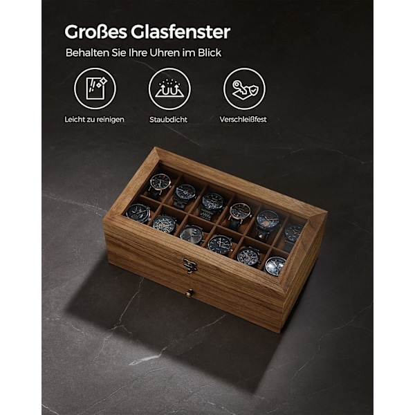 Rootz Watch Box - Organizer - Förvaringsväska - Massivt valnötsträ - 30cm x 20cm x 8cm