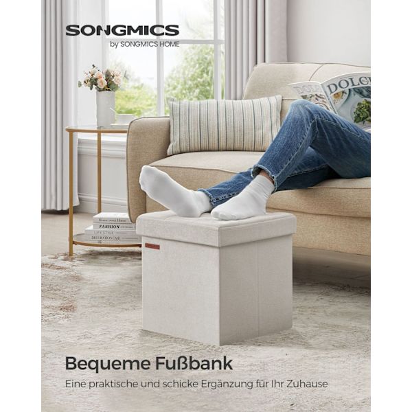 Rootz Velvet Seat Chest - Cream Ottoman - Förvaringspall - MDF & skumklädd - 38cm x 38cm x 38cm - 2,5 kg Vikt - 300kg Kapacitet