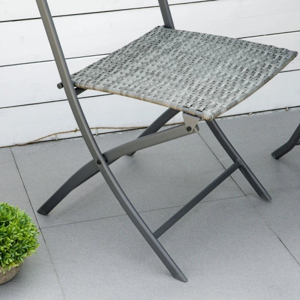 Rootz Polyrattan Bistro Set - För 2 personer - Sittgrupp - Rotting Trädgårdsmöbler Set - Grå - 60L x 60B x 72H cm