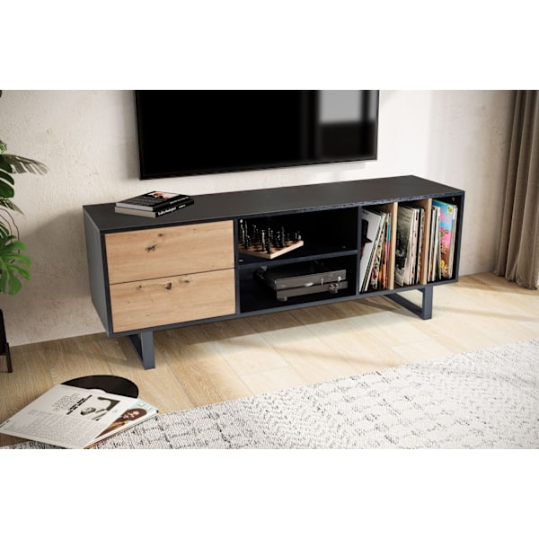 Rootz Modern TV Underskab - Underholdningscenter - Mediekonsol - Eg-indretning - Rummelig opbevaring - 150 cm x 55 cm x 40 cm