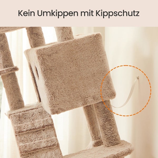 Rootz Large Cat Tree - Scratching Post - Soft Covered - Plush Comfort - 49cm x 49 cm x 135 cm