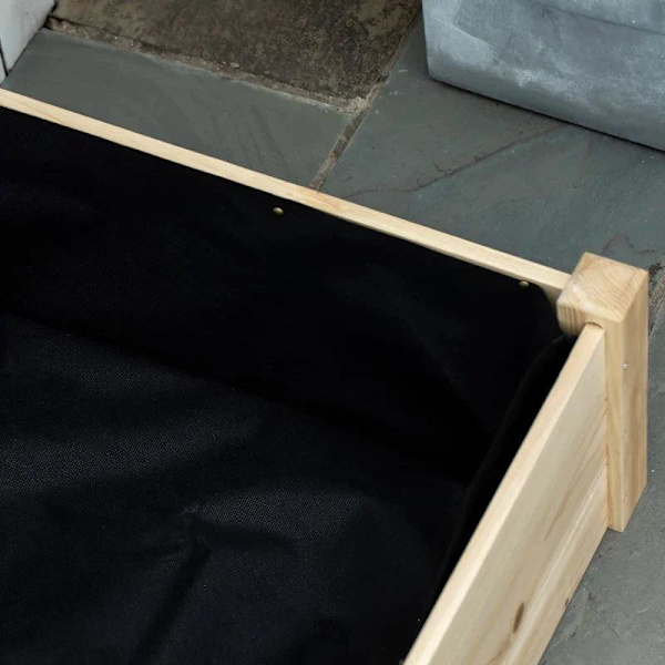 Rootzin korotettu sänky - 2 istutusaluetta - Fleecestä valmistettu sisävuori - Säänkestävä - Massiivipuu - 244 cm x 61,5 cm x 27 cm