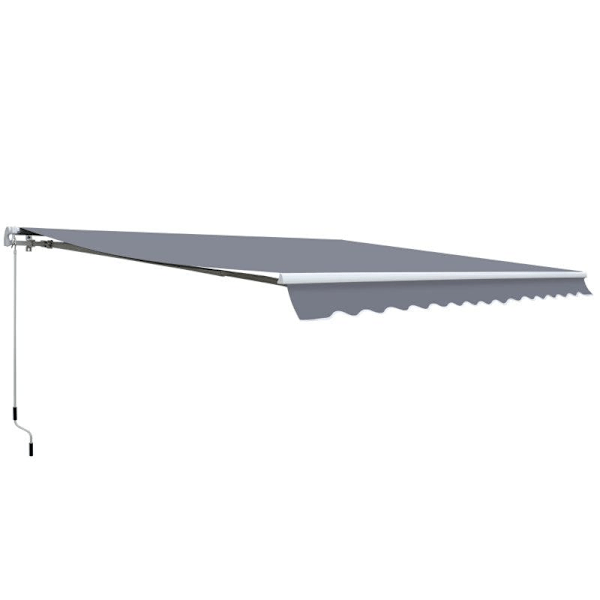 Rootz Markis - Manuellt infällbar markis - Aluminium Markis - Ledad markis - Grå - 4m x3m