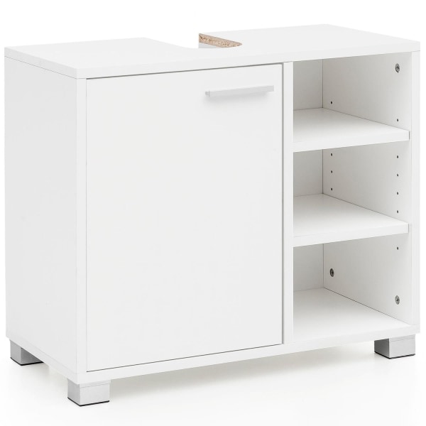 Rootz håndvaskskab 60x55x32cm hvidt badeværelsesskab med låge - Træunderskab vask badeværelse - Vaskeskab med rum - Badeværelsesskab badeværelsesmøbel