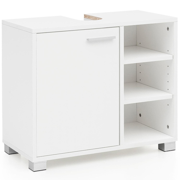 Rootz pesuallaskaappi 60x55x32cm valkoinen kylpyhuonekaappi ovella - Puinen pohjakaappi pesuallas Kylpyhuone - Alaosa osastoilla - Kylpyhuonekaappi ky