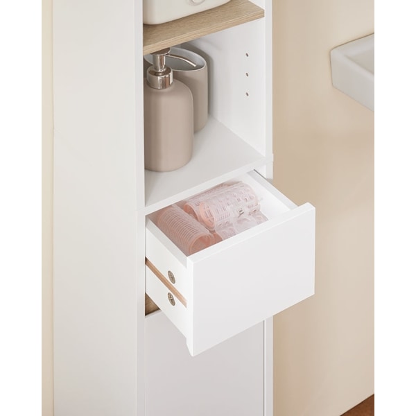 Rootz Tall Badeværelsets skab - Opbevaringsenhed - Arrangør - Alsidig opbevaring - 20x180x20cm - MDF E1 Malet - Justerbare hylder - Sikker og ikke -sl