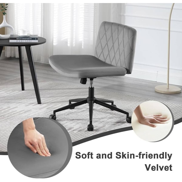 Rootz Velvet Kontorstol - Armløs skrivebordsstol - Drejestol - Diamantmønster - Ergonomisk design - 64 cm x 50 cm - Justerbar højde
