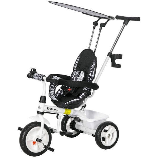 Rootz 6-in-1 lasten kolmipyörä työntötangolla - Lasten kolmipyörä - Taaperopyörä - Turvavaljaat - Säilytyskori - 105 cm x 47 cm x 98 cm - Metalli, muo
