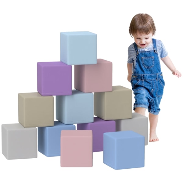 Rootz Soft Building Block Set - Pedagogiska skumblock - Färgglad spädbarnsleksak - Balans och koordinationsutveckling - 20cm x 20cm x 20cm