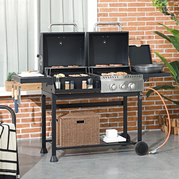 Rootz Gas BBQ Grill - Lämpömittari - Lämmitysteline - Kahden polttimen kaasugrilli - Savun maku - Säädettävä grilliritilä - Galvanoitu teräs-ruostumat