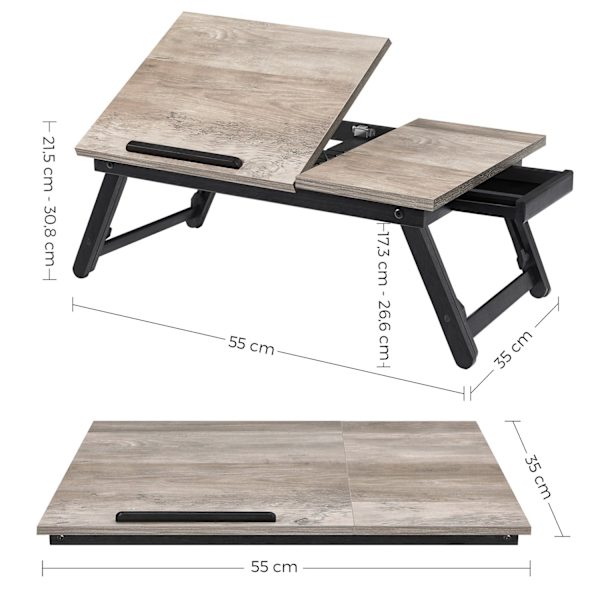 Rootz Bamboo Laptopställ - Greige Desk Riser - Justerbar höjd - Lätt - Miljövänligt - 55 cm x 35 cm x 23 cm