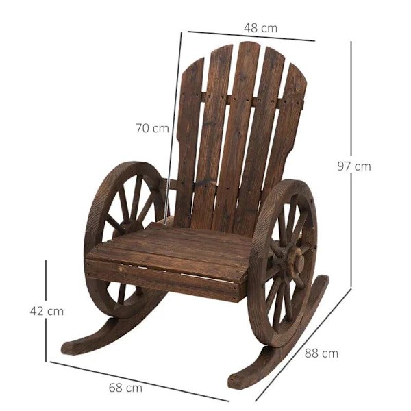 Rootz gyngestol - havestol - rustikt design - grantræ - udendørs - vejrbestandig - 68cm x 88cm x 92cm