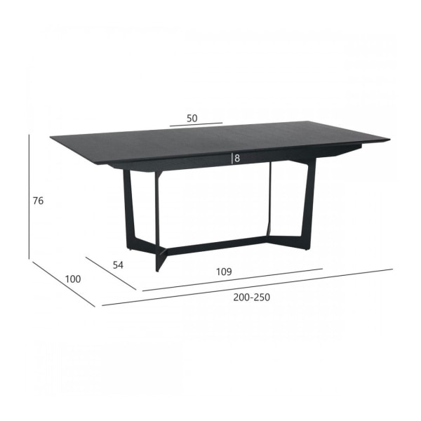 Rootz Matbord - Expanderbart bord - Modernt matbord - Svartlackerad ekfaner - Slitstarkt & Sofistikerat - 200/250cm x 100cm x 76cm
