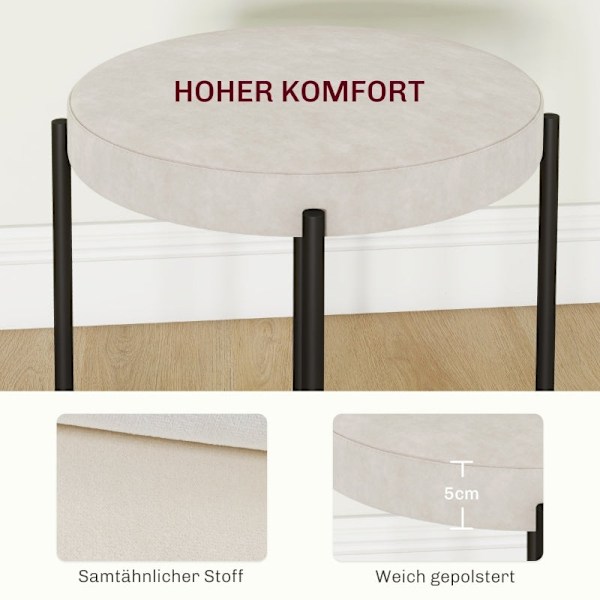 Rootz stapelbara matsalsstolar i sammet Set med 4 - Kökspallar - Elegant kräm - Mjuk stoppning - Utrymmesbesparande design - 41,5 cm x 41,5 cm x 46 cm