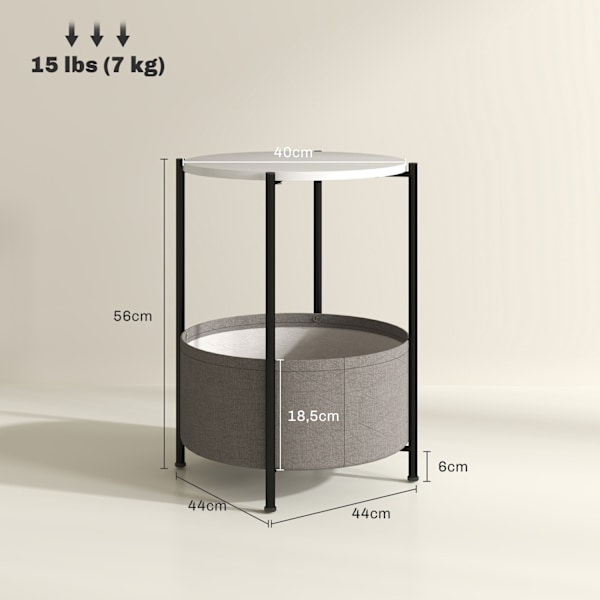Rootz Round Side Bord - Sofabord - Bedtbord - Elegant design - 44 cm x 44 cm x 56 cm