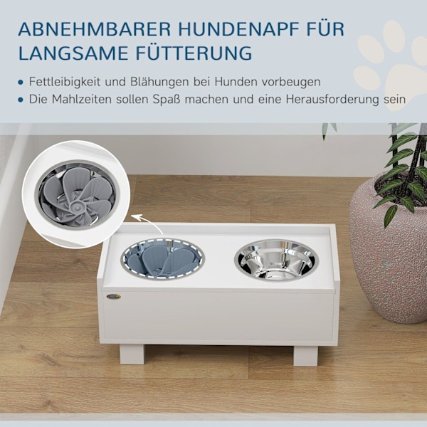 Rootz Elevated Dog Feeding Station - Pet Feeder - Dog Bowl Stand - Fremme sund spisning - 50 cm x 24 cm x 22 cm - Opbevaring og langsom feedermåtte, h
