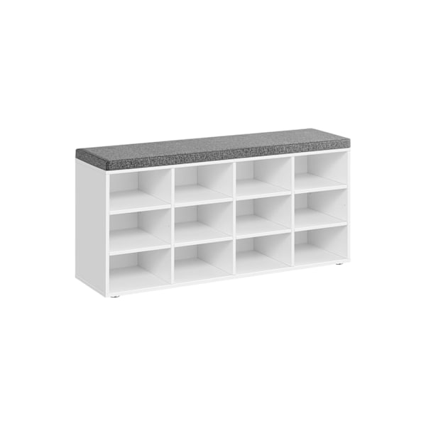 Rootz skobænk med opbevaring - Entryway Organizer - Klassisk hvid - Spånplade - Skum - Imiteret linnedbetræk - 30,3 cm x 78,5 cm x 48 cm - 136 kg Max