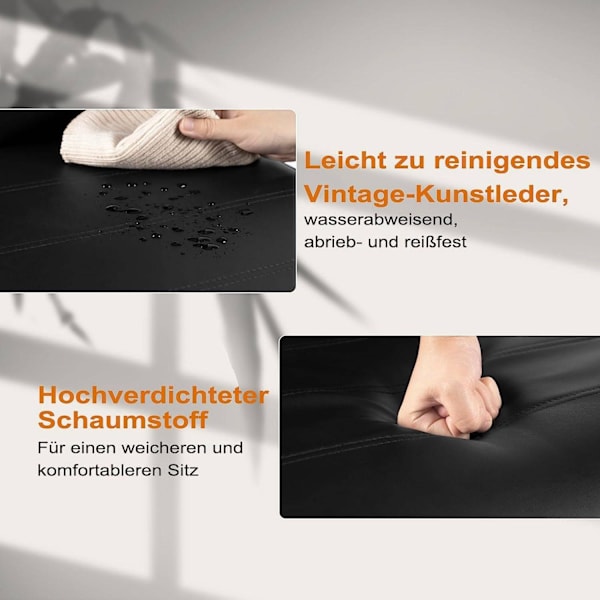Rootz matsalsstolar Set om 4 - Gungstol - Höga ryggstolar - Svart konstläder - Stabilt, ergonomiskt, golvvänligt - 41 cm x 100 cm x 55,5 cm