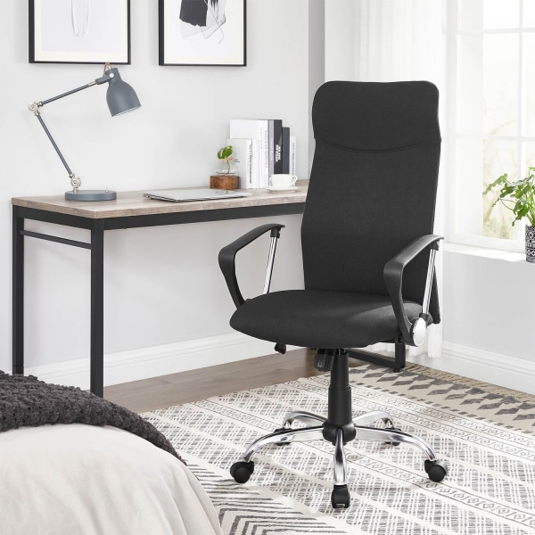Rootz Ergonomic Office Chair - Skrivebordsstol - Arbejdsstol - Højdejusterbar - Komfortabelt sæde - Gyngefunktion - Sort - Stålramme - Skumpolstring -