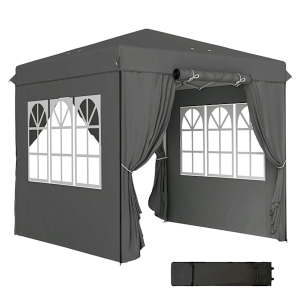 Rootz Pop Up Gazebo - Garden Tent - Outdoor Pavilion - UPF50+ UV Protection - Dark Grey - 250L X 250W X 268H CM