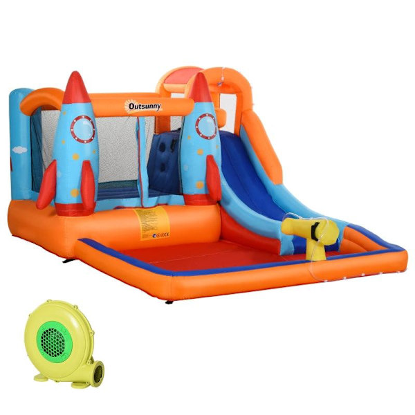 Rootz Hoppeborg - Oppustelig Hoppeborg - Kids Hoppeborg - Lapper og fikseringsmateriale - I 3-8 år - Flerfarvet - 350 cm x 250 cm x 185 cm