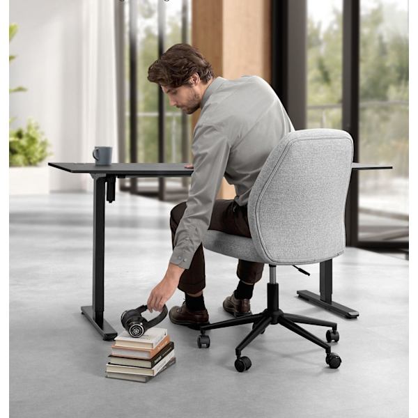 Rootz Dove Grey skrivbordsstol - Kontorsstol - Stålbas - Bomull-linneblandning - Ergonomisk sits - 59cm x 62cm x (86,5-94,5)cm