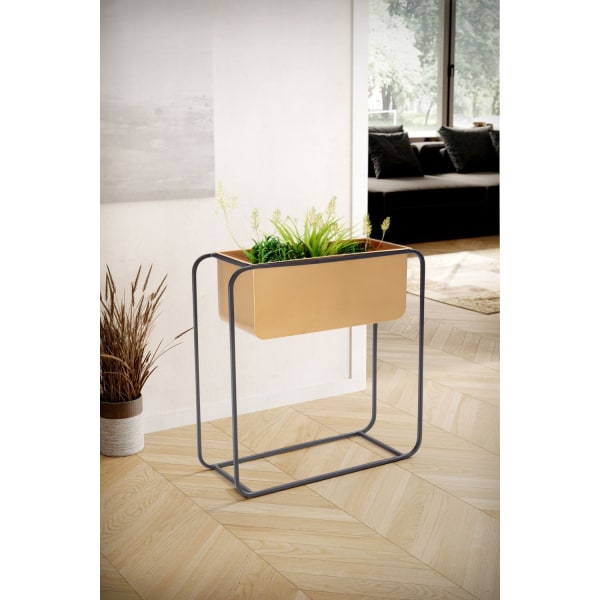 Rootz Modern Design Rektangulær Plantepotte - Sort & Guld Plantekasse - Elegant og funktionel indendørs planteholder - 60 cm x 60 cm x 24 cm - Håndlav