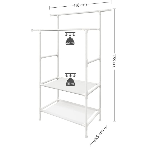 Rootz-vaateteline - Naulakko - Vaatetanko - Metalli - 2 sauvaa - ?114 x 45 x 171 cm