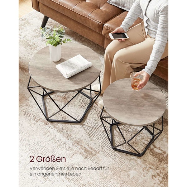 Rootz 2-delt sofabord - Greige Sort - Spånpladestål - Store og små borde - Max 20 kg Kapacitet - 50 cm x 40 cm 40 cm x 36 cm
