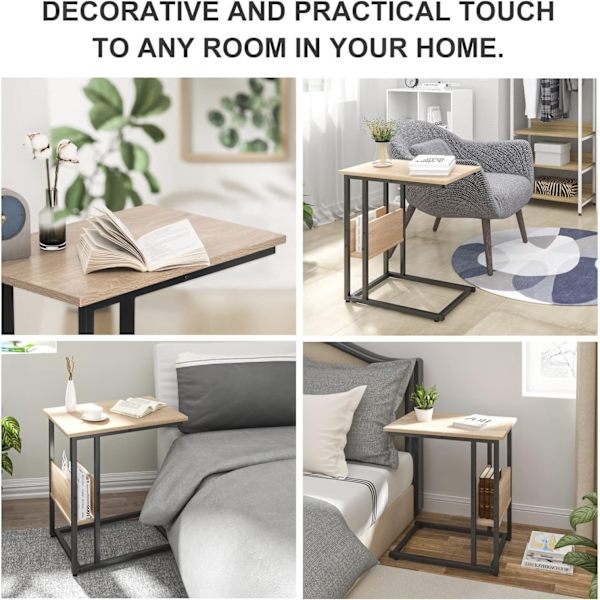 Rootz sofabord - sidebord - lys eg - robust konstruktion - let at samle - alsidigt - kompakt design - 55 cm x 36 cm x 59,5 cm