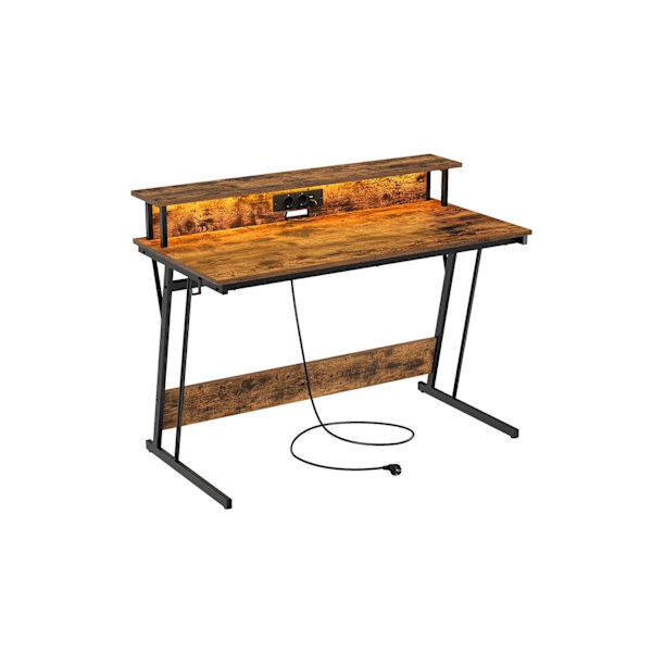Rootz Vintage Brown datorskrivbord - Kontorsskrivbord - Spånskiva stål - 60cm x 120cm x 76cm - Bildskärmsställ - Robust - 19,6 kg