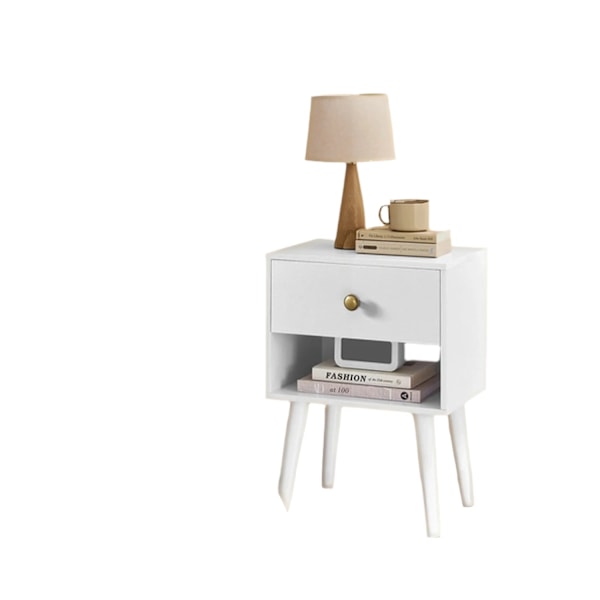 Rootz Bedside Table - Side Bord - Natbord med skuffe - Træben - Rumbesparende - 28 x 39 x 55 cm