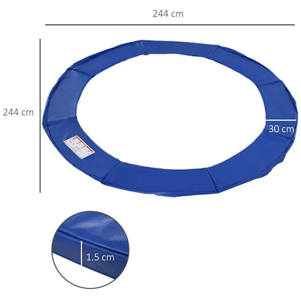 Rootz Trampolin Edge Cover - Trampolin Pad - Safety Pad - Foam Vaddering - Blå