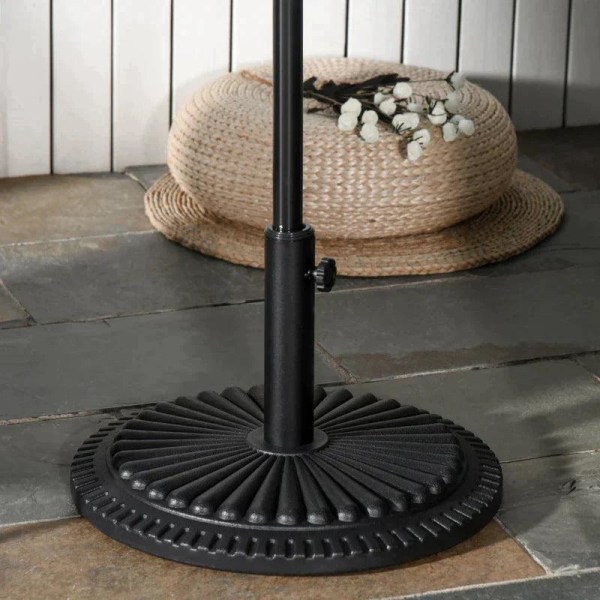 Rootz Parasol Stand - 14 Kg Parasol Stand Til Parasol - Runde Parasol stænger - Parasol Base Til Have - Balkon - Cement - Sort - Ø49 x 32H cm