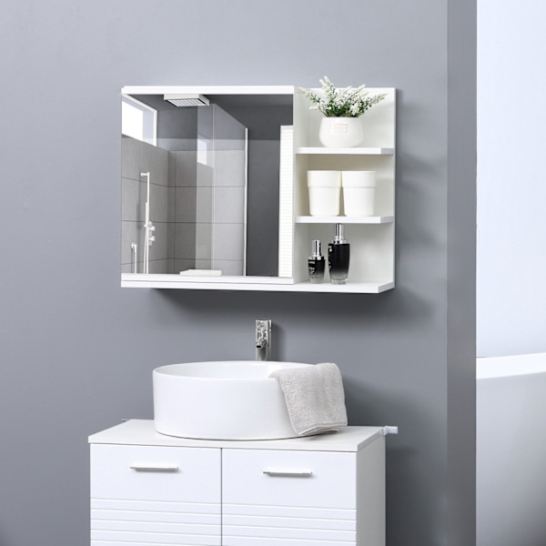 Rootz Badeværelse Mirror Cabinet - Vanity Cabinet - Opbevaringsenhed - Hvid træ - 60 cm x 18 cm x 50 cm