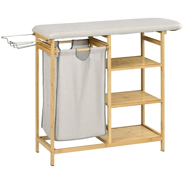 Rootz Bamboo Laundry Collector - Kangaskori - Pyykinlajittelija - Silityslauta - 113cm x 34cm x 82cm - Ympäristöystävällinen ja tyylikäs bambu