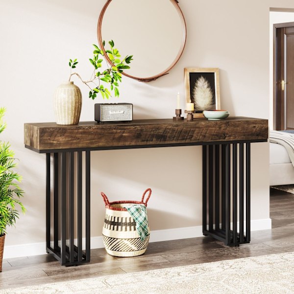 Rootz 55 tommer konsolbord - Sofabord - Gangbord - Konstrueret træ og metal - 140 cm B x 30 cm D x 83 cm H