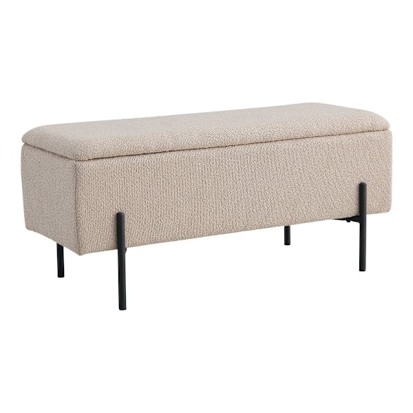 Rootz Watford Bench - Bouclé klädda bänk - förvaring ottoman - stilfullt & funktionellt - 95 cm x 36,5 cm x 43 cm