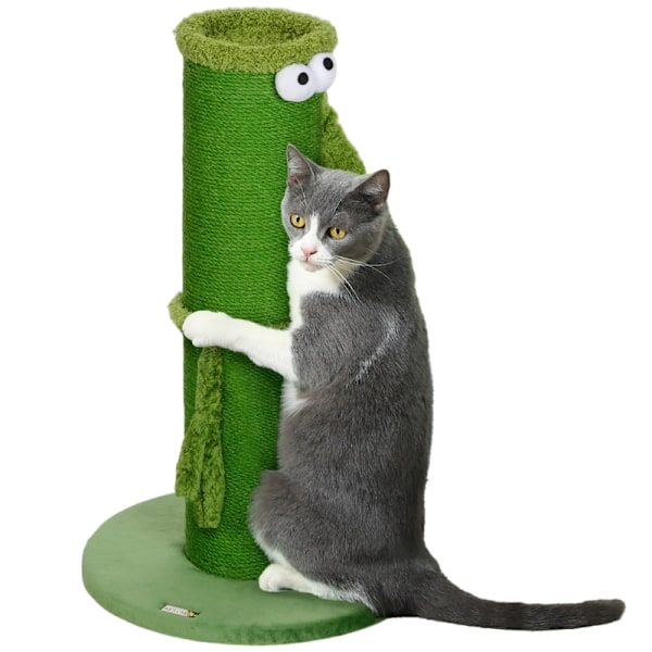 Rootz Cat Scratching Post - Kitty Scratcher - Feline Tree - Sisal Rope - Interaktivt legetøj - 39,5 cm x 63 cm - Grøn - Spånplade og polyester