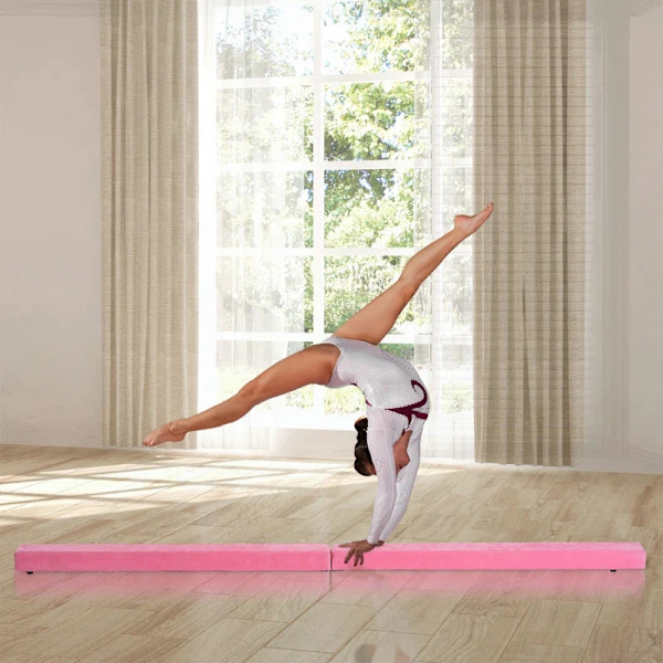 Rootz Balansbalk - Gymnastikbalk - Inomhus - Utomhus - Fällgymnastik - Balansbalk - Upp till 120 Kg - Rosa - 210L x 10W x 6,5H cm